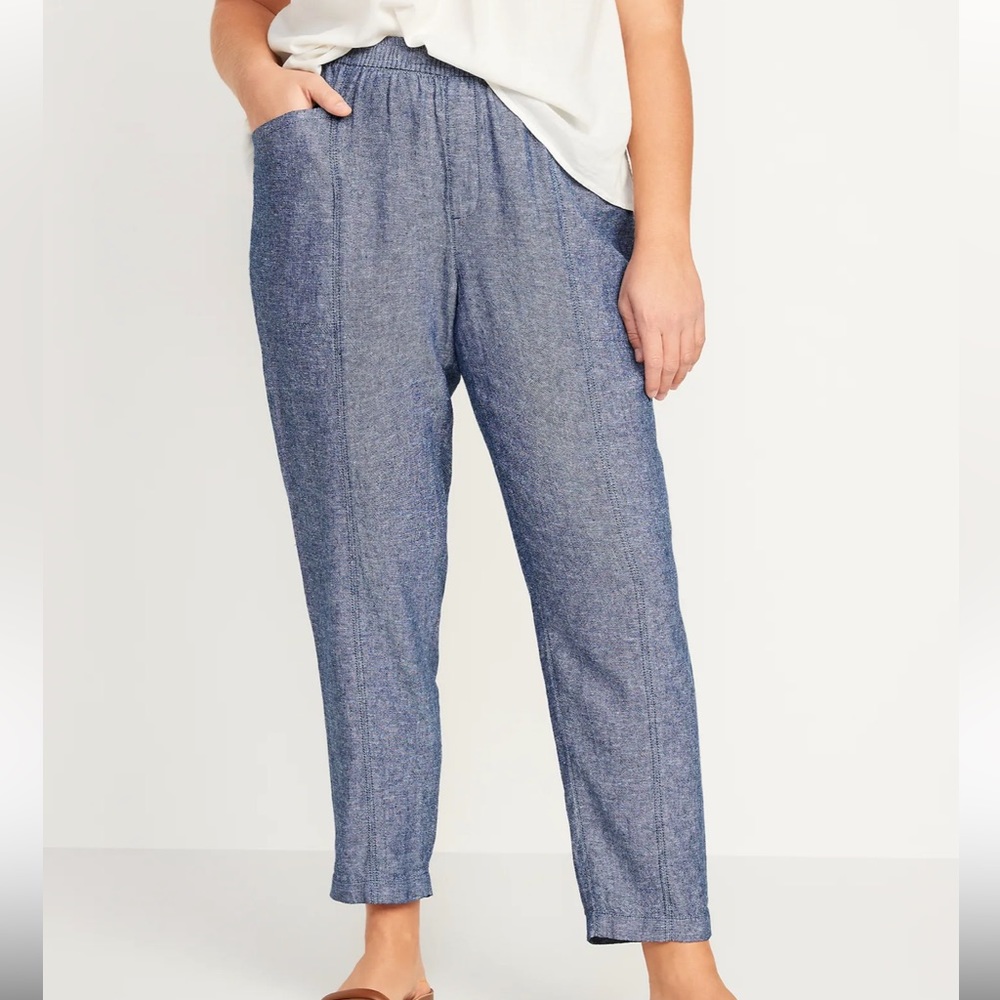 OLD NAVY High-Waisted Cropped‎ Linen-Blend Pants